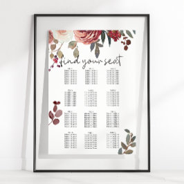 Röda Blommigtens sittdiagram Ro Bröllop Poster