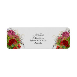 Röda blommor-Adressetiketter - Personlig Returadress Etikett