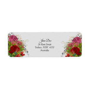 Röda blommor-Adressetiketter - Personlig Returadress Etikett