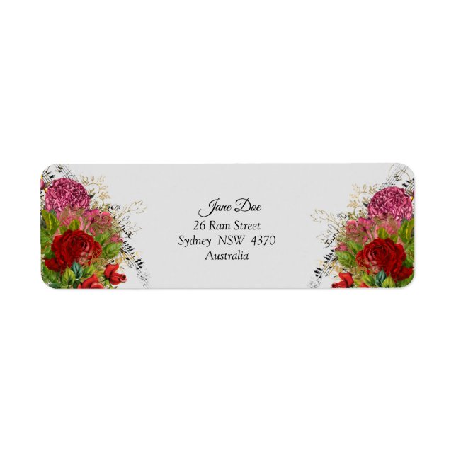 Röda blommor-Adressetiketter - Personlig Returadress Etikett (Framsidan)