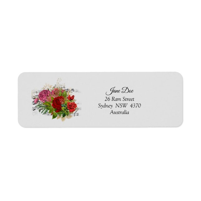 Röda blommor Adressetiketter Returadress Etikett (Framsidan)