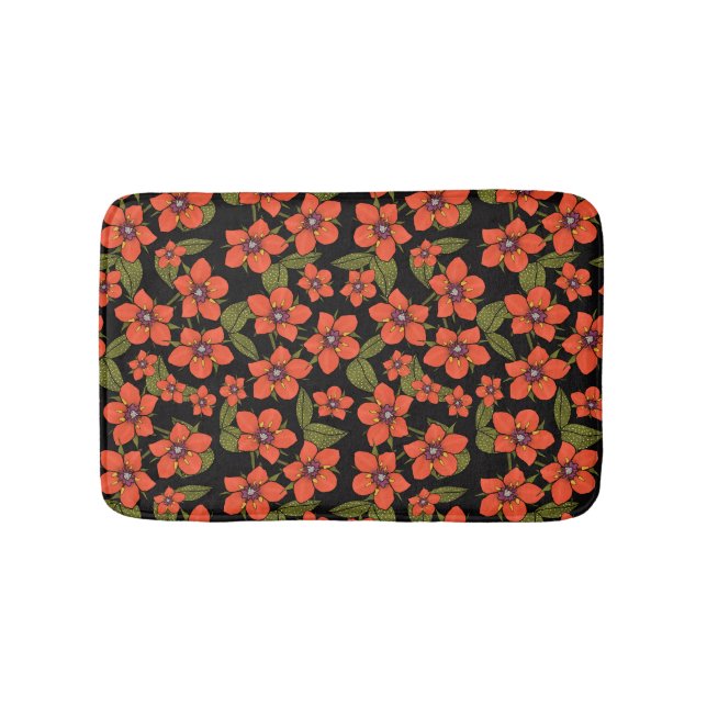 Röda blommor akvarell badrumsmatta (Framsidan)