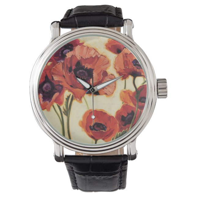 Röda blommor armbandsur (Framsida)