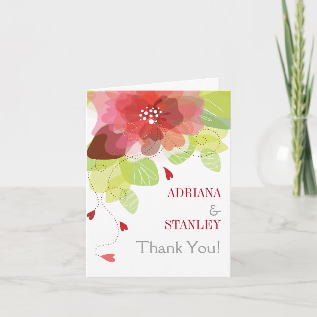 Röda blommor blommande vårbröllop Tack foto (Framsida)