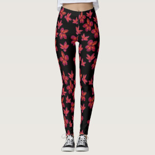 Röda blommor Blommar Leggings