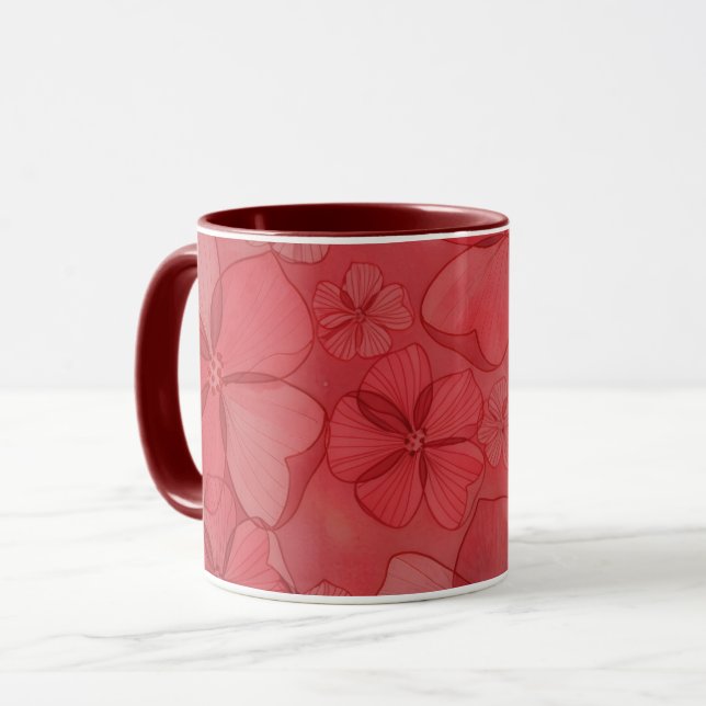 Röda blommor Blommig konst Mugg Kop (Framsida vänster)