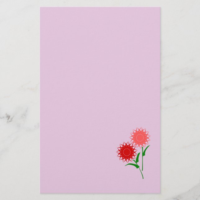Röda blommor brevpapper (Framsida)