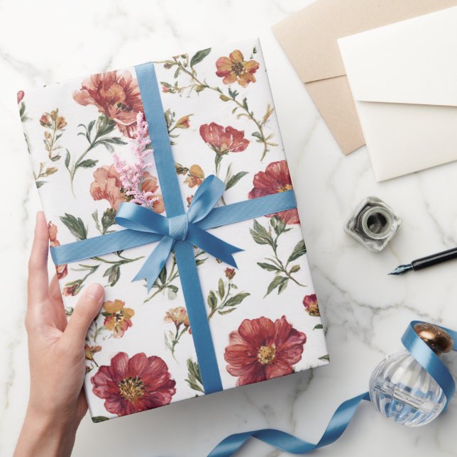 Röda Blommor Bröllop Presentpapper (Gifting)