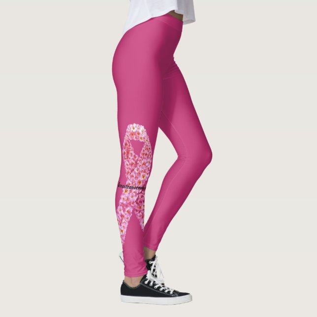 Röda blommor Bröstcancer stöd band Leggings (Höger)