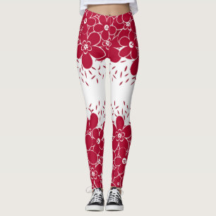 Röda blommor daisy på vit bakgrund leggings