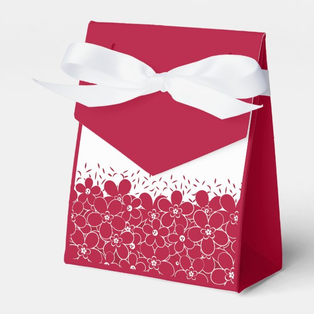 Röda blommor daisy på vit bakgrund presentaskar (Framsidan Sidan)