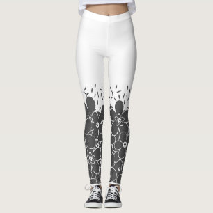 Röda blommor daisy på vita baljväxter leggings