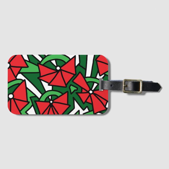 Röda blommor Doodle Art Bagagebricka (Framsida horisontal)