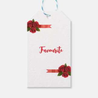 Röda blommor Favorit Presentetikett