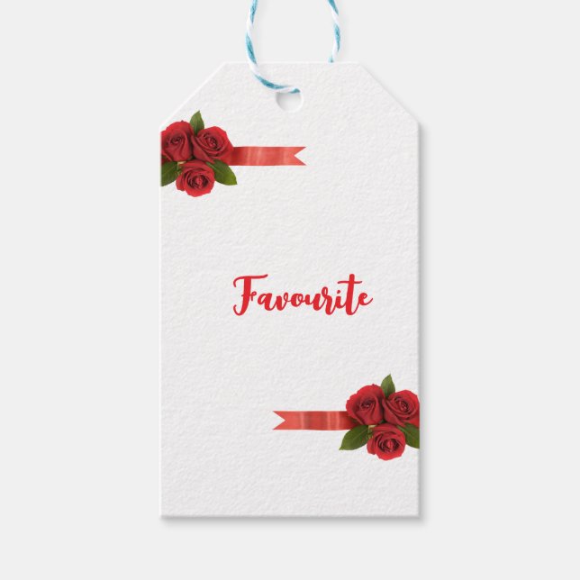 Röda blommor Favorit Presentetikett (Framsidan)