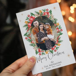 Röda blommor Flerbarnsfamilj foton God Jul Vykort