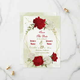 Röda blommor grönt löv spara datumet