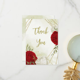 Röda blommor grönt löv tack kort