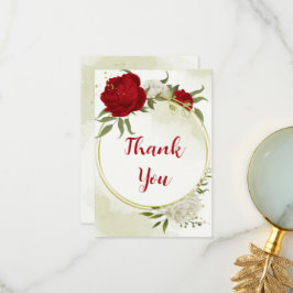 Röda blommor grönt löv tack kort