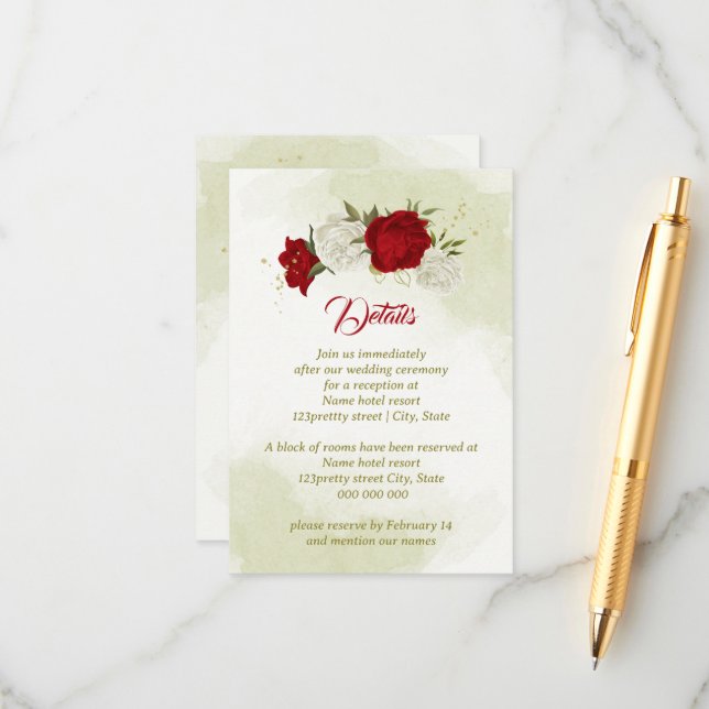 Röda blommor grönt löv tilläggskort (Fram/Back In Situ)