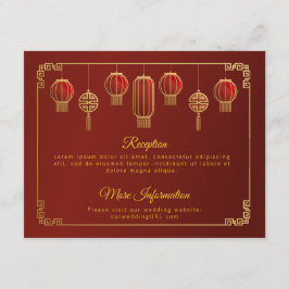 Röda blommor Guld Trim kinesisk vigsel inhägnad Tilläggskort