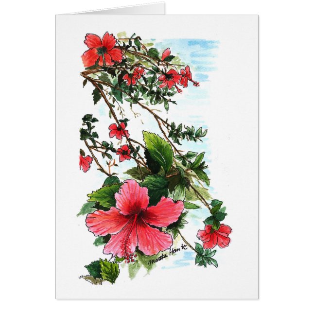 Röda blommor hälsningskort (Framsidan)