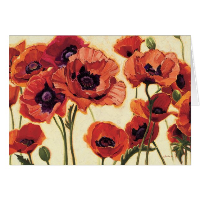 Röda blommor hälsningskort (Framsidan Horizontal)