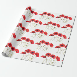 Röda blommor i poppies blommigt wildblommor presentpapper