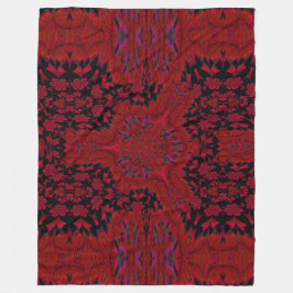 Röda blommor i trädgården 3 fleecefilt