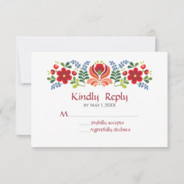 Röda blommor i ungerska Design OSA Kort