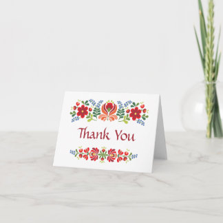 Röda blommor i ungerska design - tack för ditt kor kort