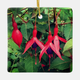 Röda blommor julgransprydnad keramik