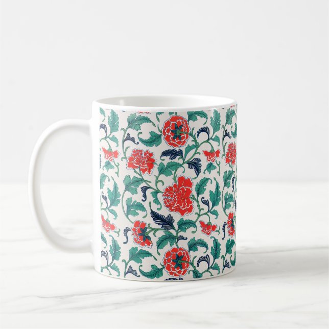 Röda blommor kaffemugg (Vänster)