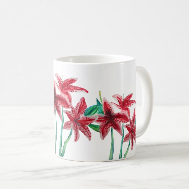 Röda blommor kaffemugg (Framsida höger)