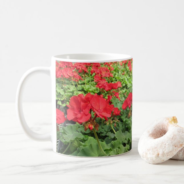 Röda blommor kaffemugg (Med munk)
