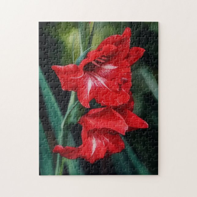 Röda blommor Konst Blomsterträdgård Pussel (Vertikal)