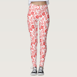 Röda blommor leggings