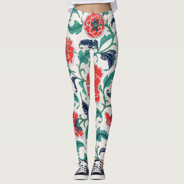 Röda blommor leggings (Framsida)