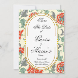 Röda blommor med gröna blad inbjudningar