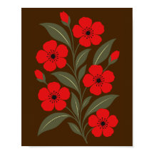 Röda blommor med olivgröna blad