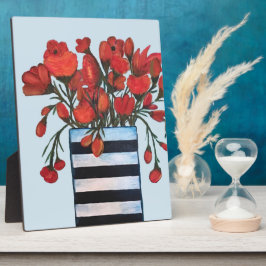Röda blommor med stripe Vas Fine Art