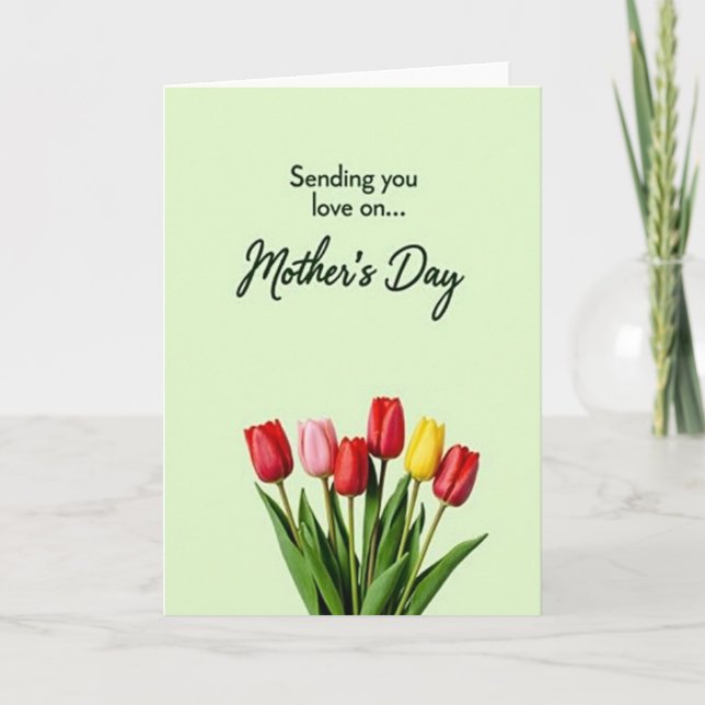 Röda blommor mormorsdagskort kort (Framsida)