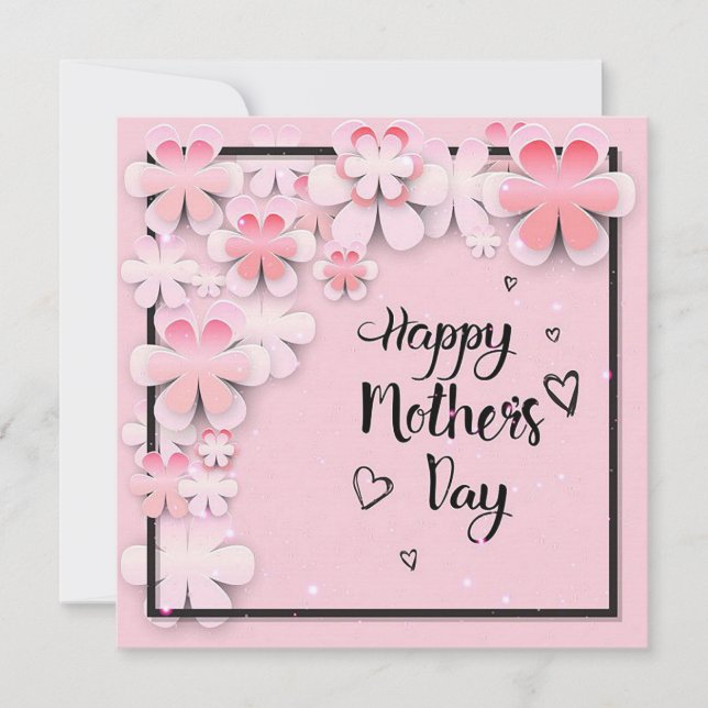 Röda blommor Mors dag Julkort (Framsida)