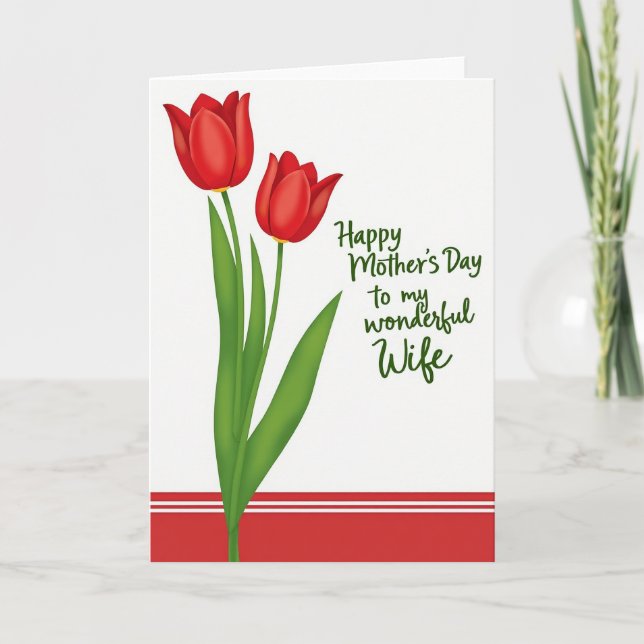 Röda blommor Mors dag önskningskort Kort (Framsida)