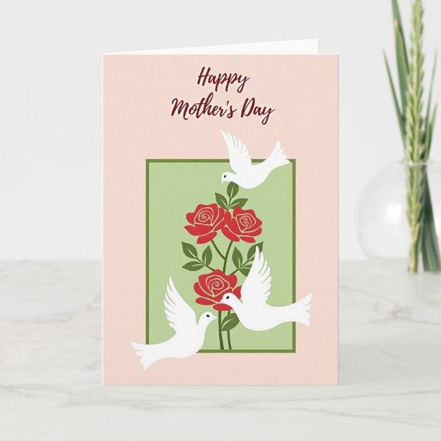 Röda Blommor Morsdags Konstkort Kort (Framsida)