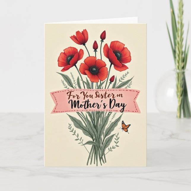 Röda blommor Morsdags-kort Kort (Framsida)