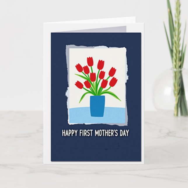 Röda Blommor Morsdagsfirande Kort (Framsida)