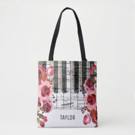röda blommor musik noter piano tygkasse