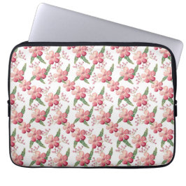 Röda blommor och bär med gröna blad  laptop fodral