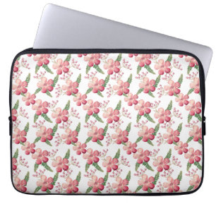 Röda blommor och bär med gröna blad laptop fodral